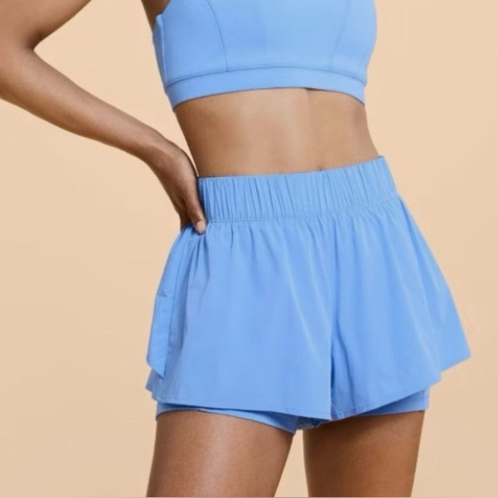 Blogilates Ruffle Shorts Cool Blue Athletic Running Dance Size XL NWT